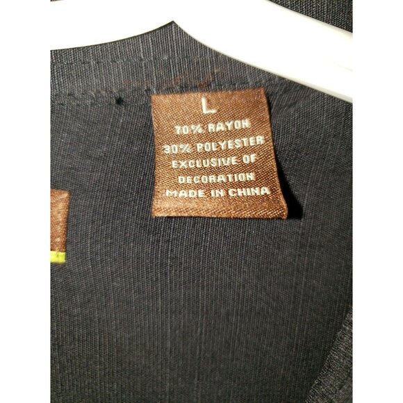 Cubavera Shirt Cuban Style Long Sleeve Black Men Size Large - Picture 4 of 9